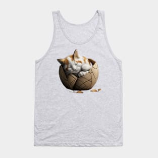 Kintsugi Japan Style Sleepy Cute Kitty Cat Tank Top